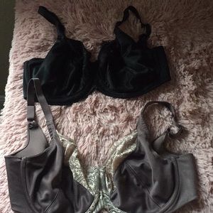 2 Lilyette 34DD bras black beige brown